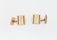 Enamel 14k Rose Gold Cufflinks Engraved 5.3, 1955