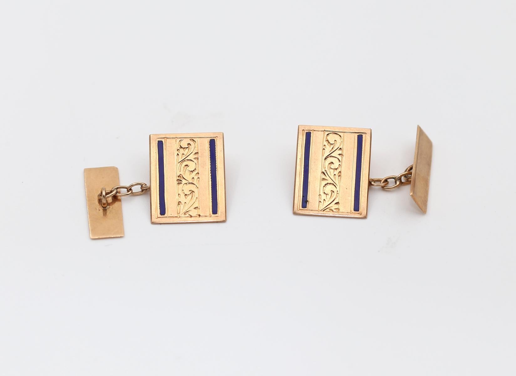 Emaille-Manschettenknöpfe aus 14 Karat Roségold mit Gravur 5.3, 1955 3