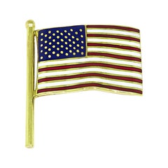 Enamel 18k Yellow Gold American Flag Pin