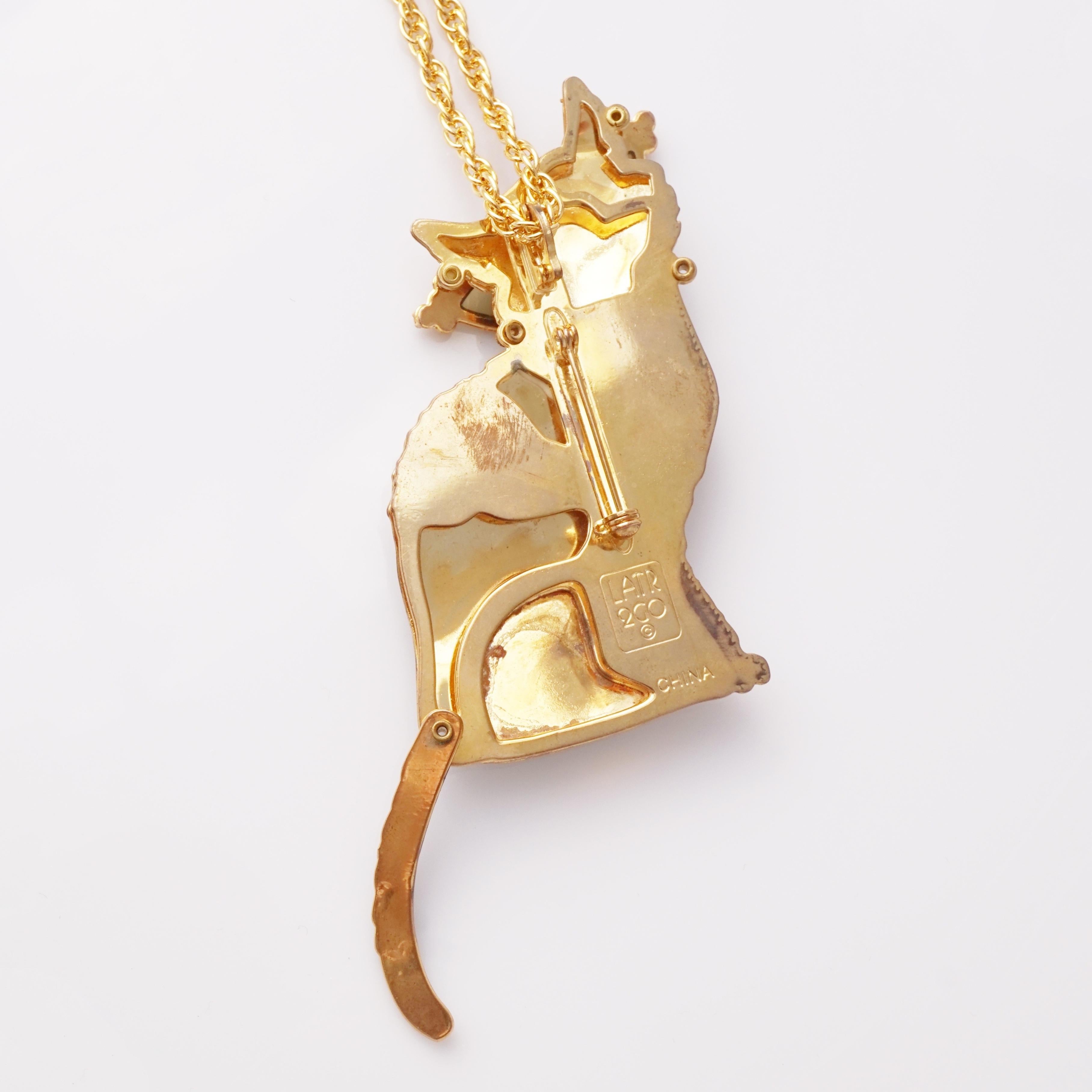 Modern Enamel  Alley Cat Statement Necklace/Brooch By Lunch at the Ritz, 1990s For Sale