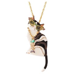 Enamel  Alley Cat Statement Necklace/Brooch By Lunch at the Ritz, 1990s