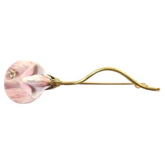 Enamel American flower brooch in 14k gold, Tiffany & Co’s style