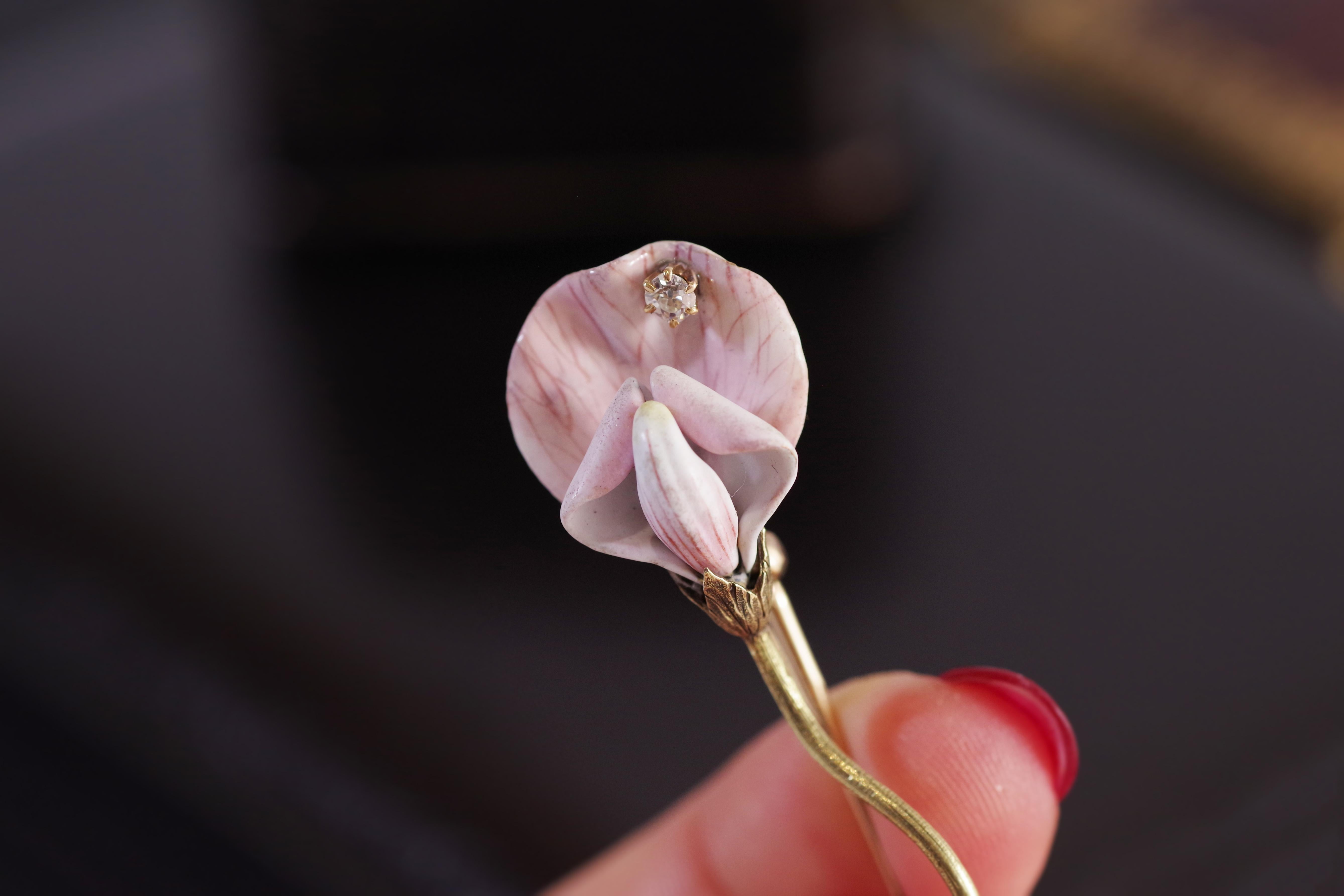 Enamel American Flower Brooch in Tiffany & Co. Style For Sale 2