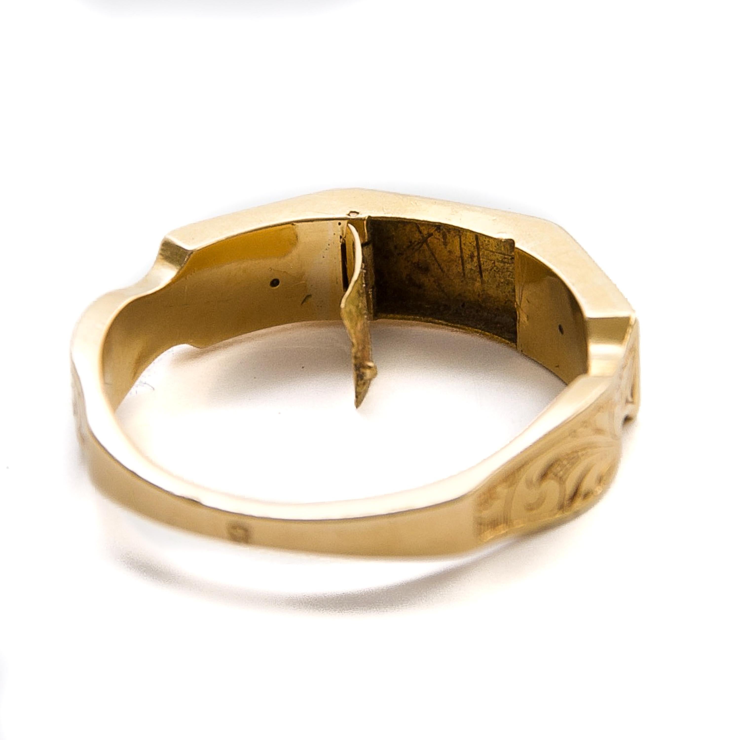 Enamel and 18K Gold Antique Memory Ring with Secret Compartment 1