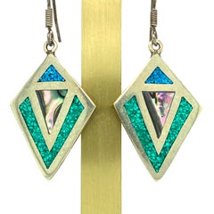 Enamel and Abalone Earrings