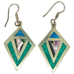 Enamel and Abalone Earrings