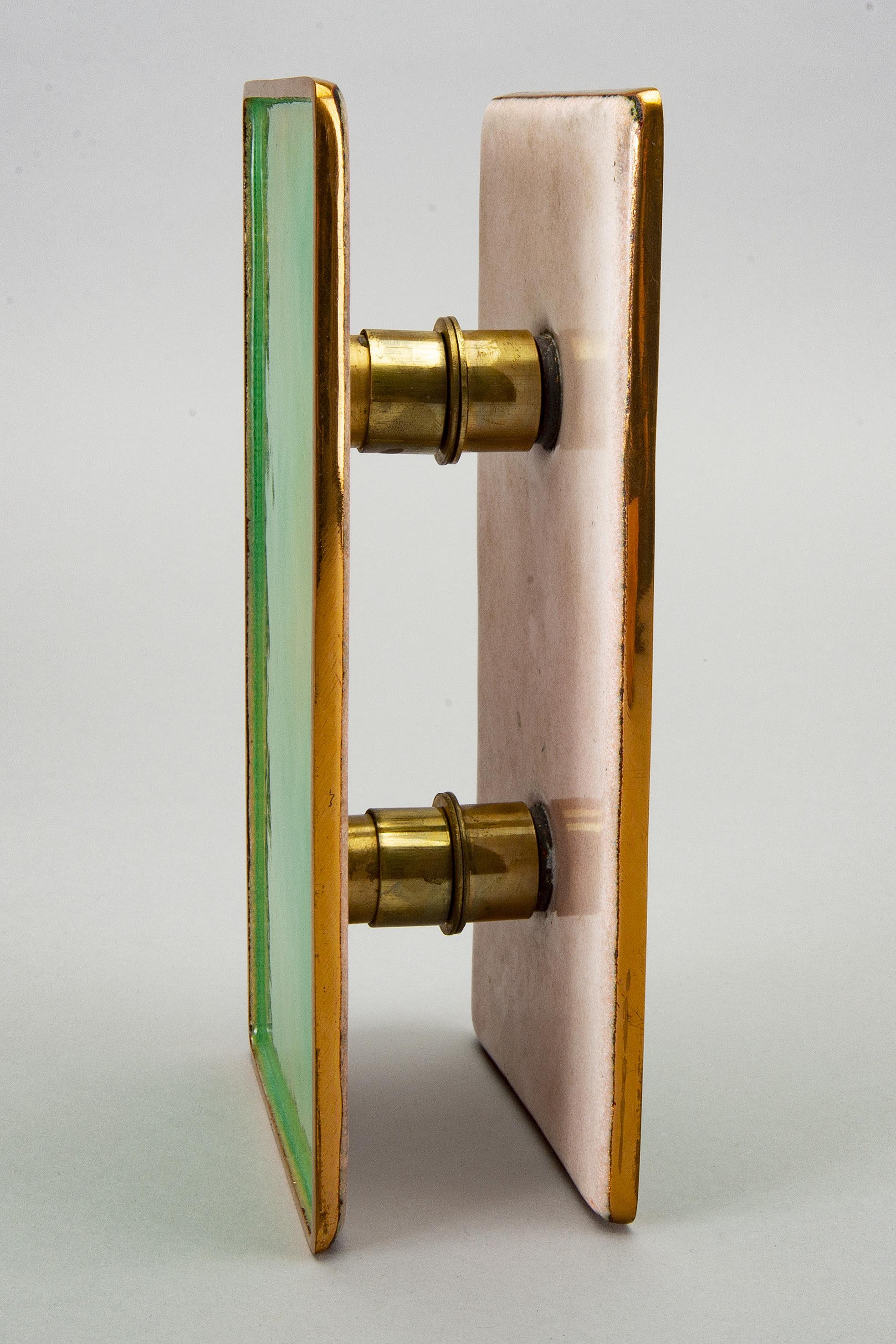 Superb apple green enamel door handle by Gio Ponti and master enameller, Paolo de Poli, Italy, 1960s.