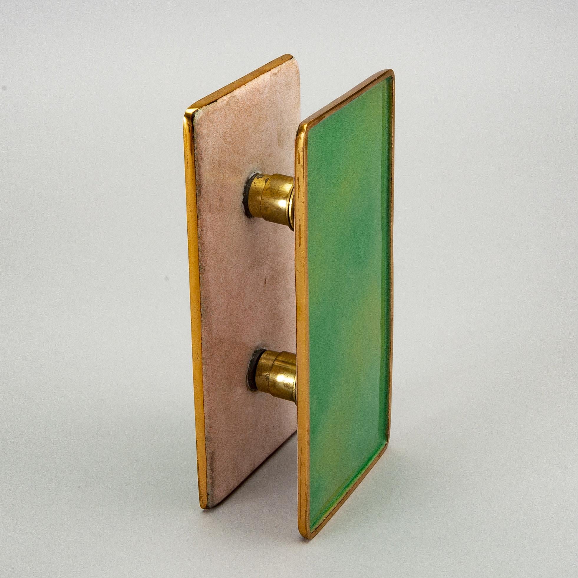 Mid-Century Modern Enamel and Brass Double Sided Door Handles by Gio Ponti and Paolo De Poli For Sale