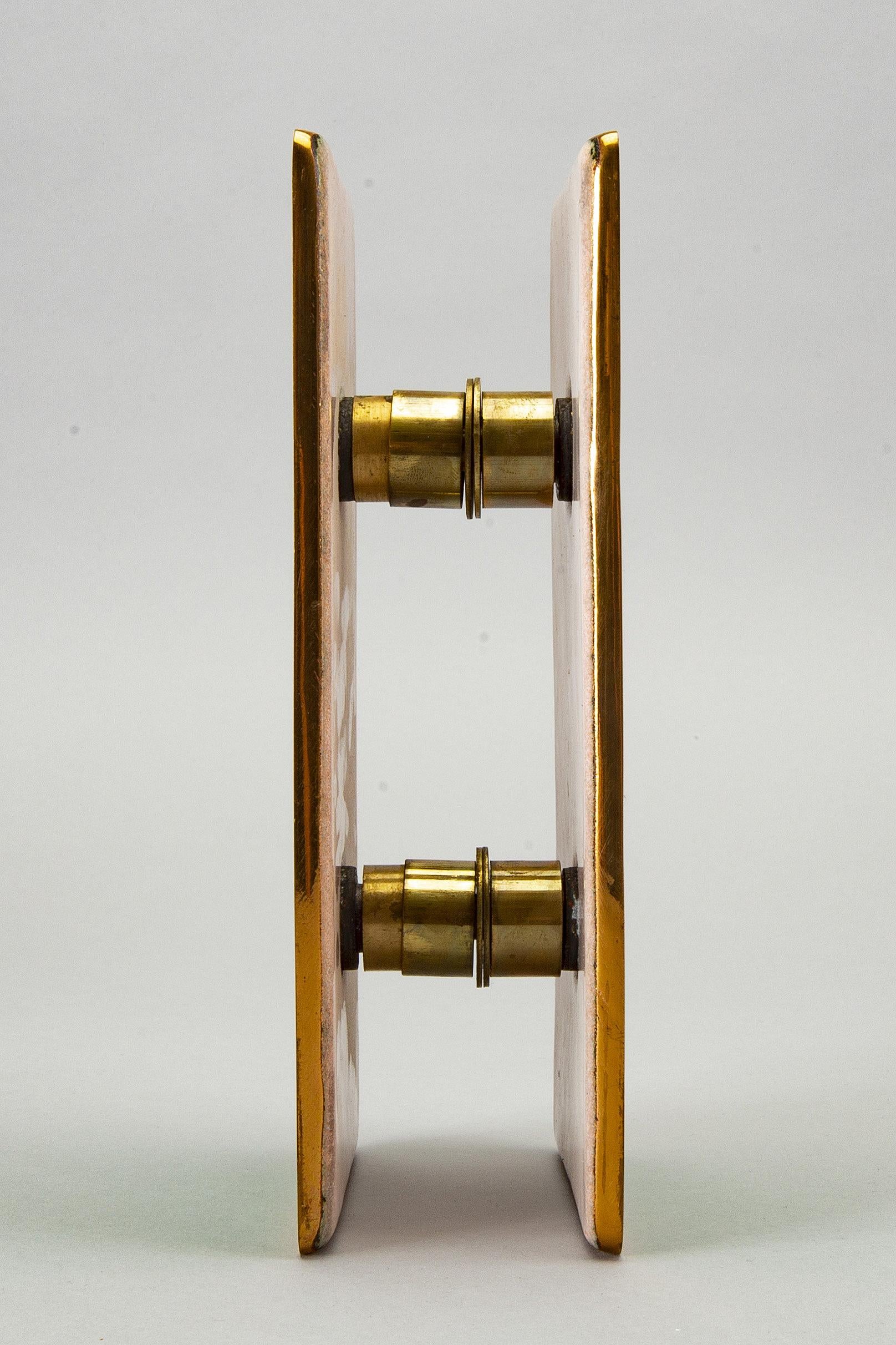 Italian Enamel and Brass Double Sided Door Handles by Gio Ponti and Paolo De Poli For Sale