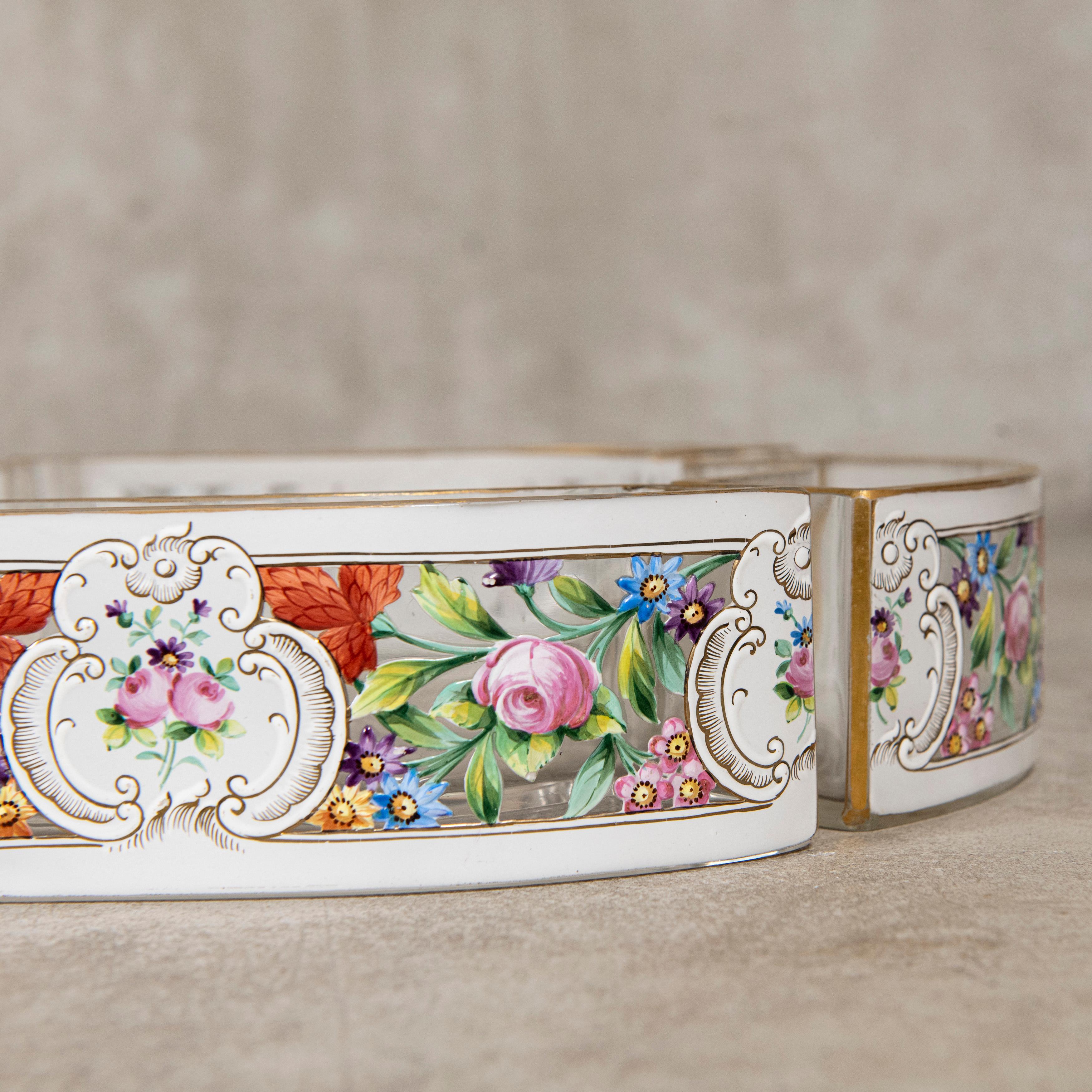 Rococo Enamel and Crystal Six Part Jardinière, France, Late 19th Century For Sale