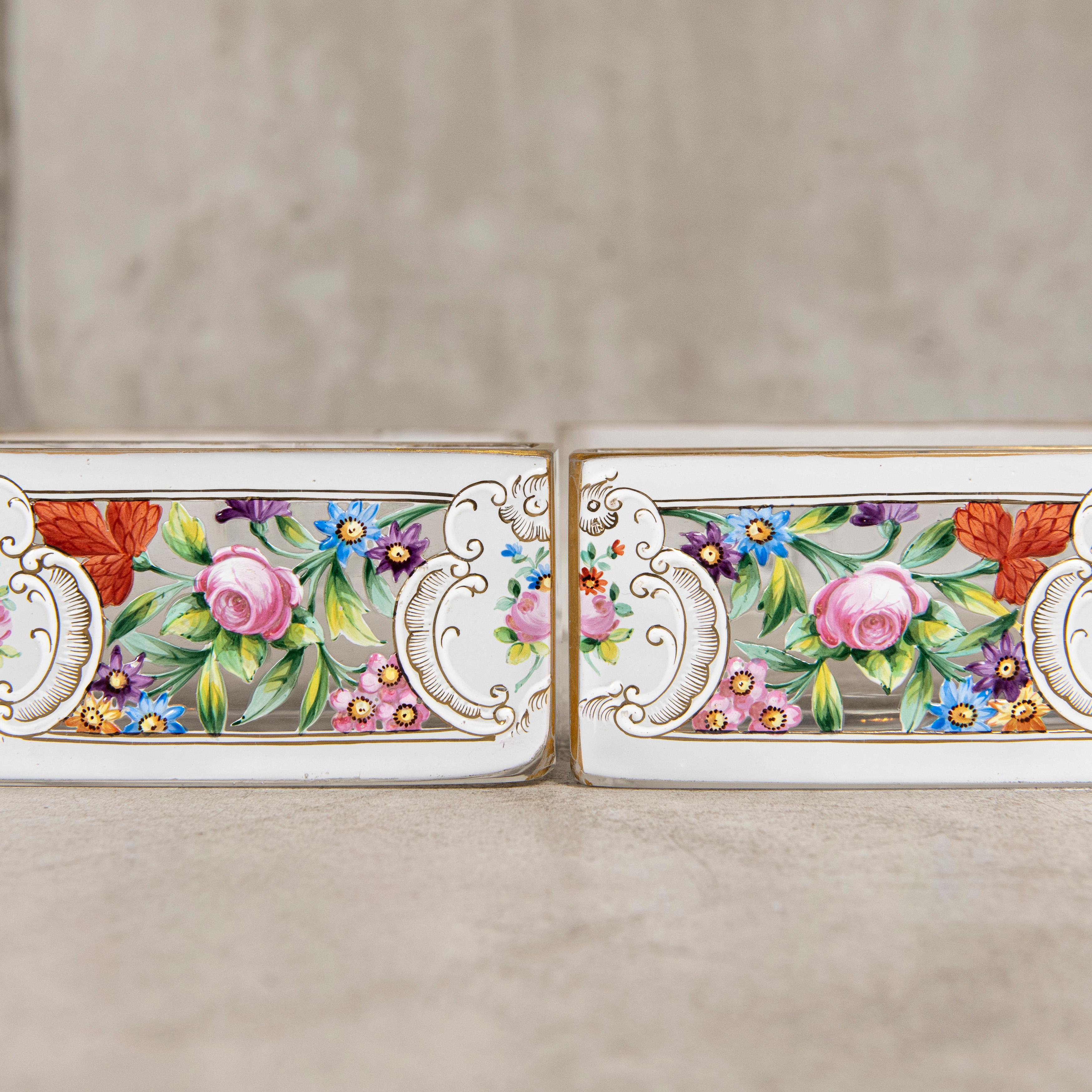 French Enamel and Crystal Six Part Jardinière, France, Late 19th Century For Sale
