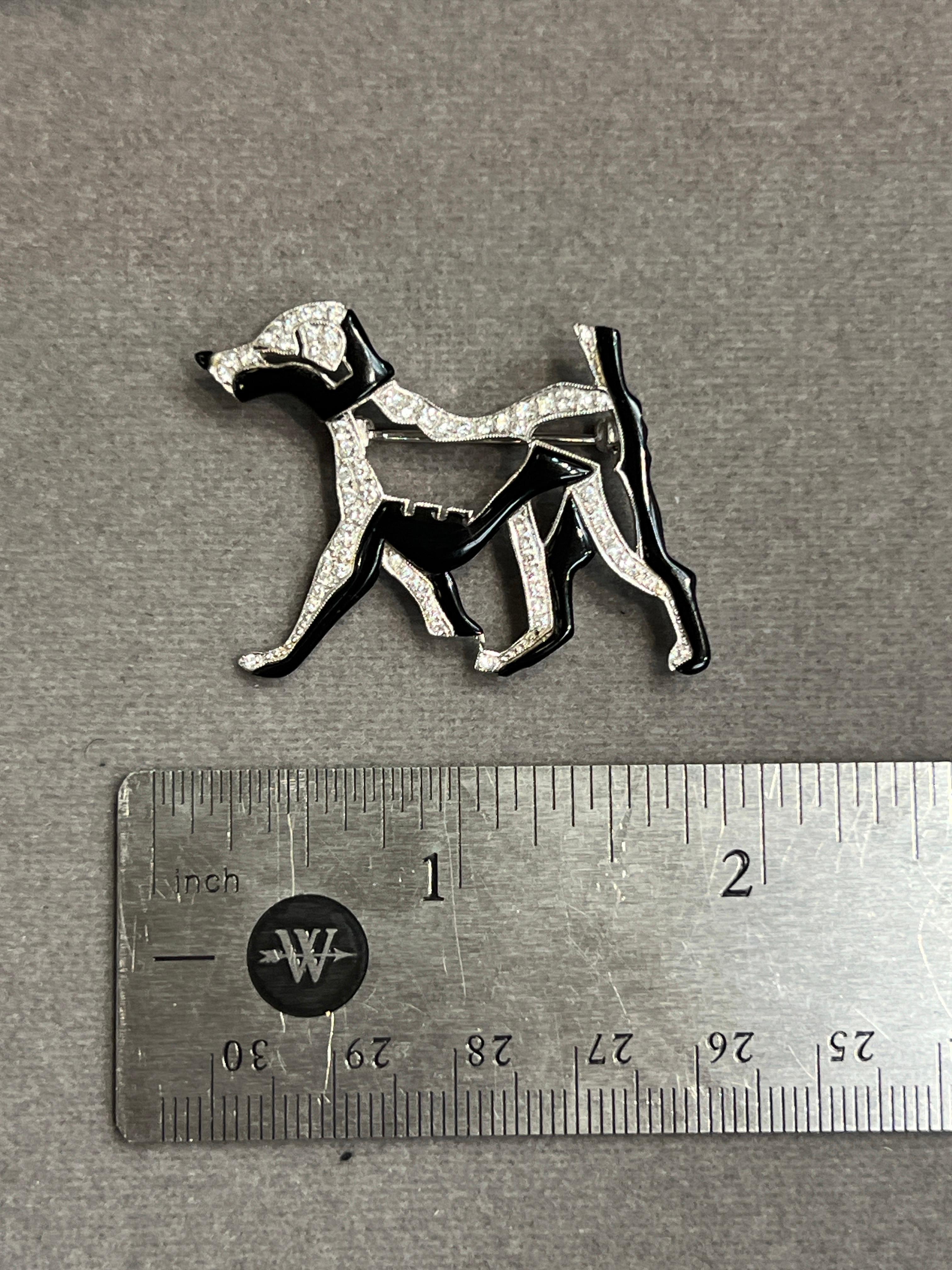 Enamel and Diamond Dog Brooch In Excellent Condition For Sale In New York, NY