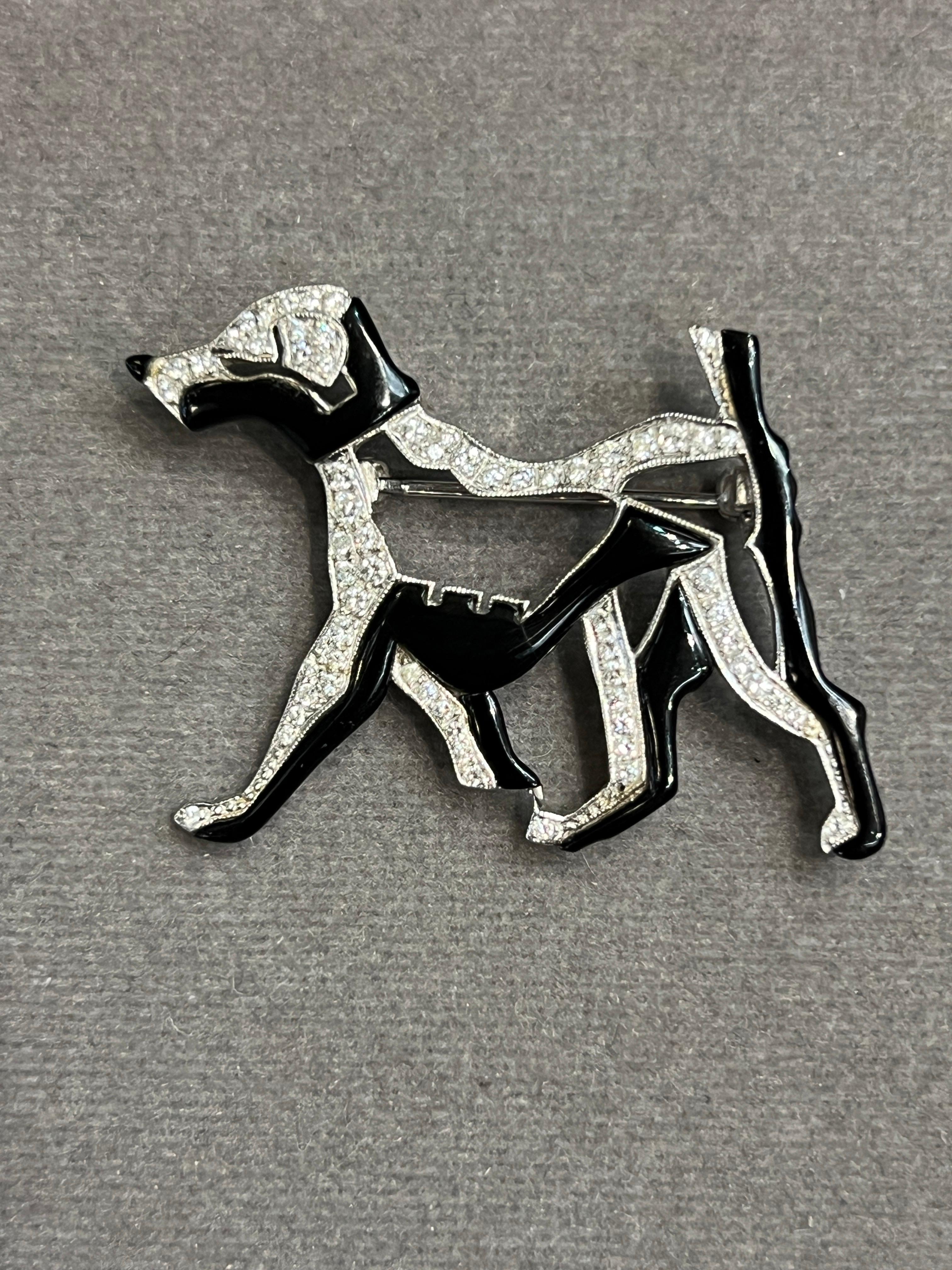 Enamel and Diamond Dog Brooch For Sale 2