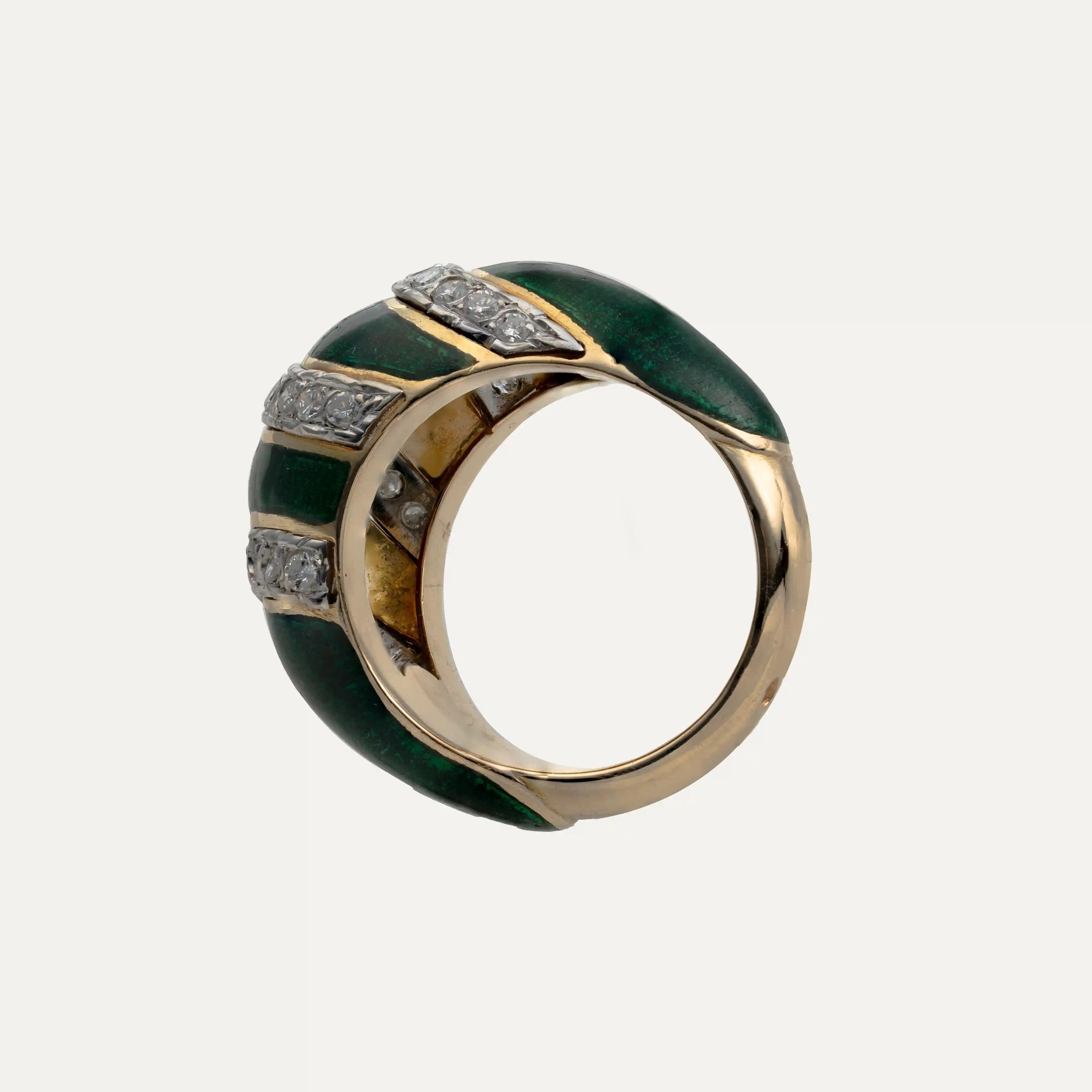 da uomo o donna Anello in oro con smalto e diamanti in vendita