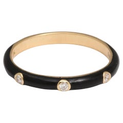 Enamel and Diamond Gold Stacking Ring