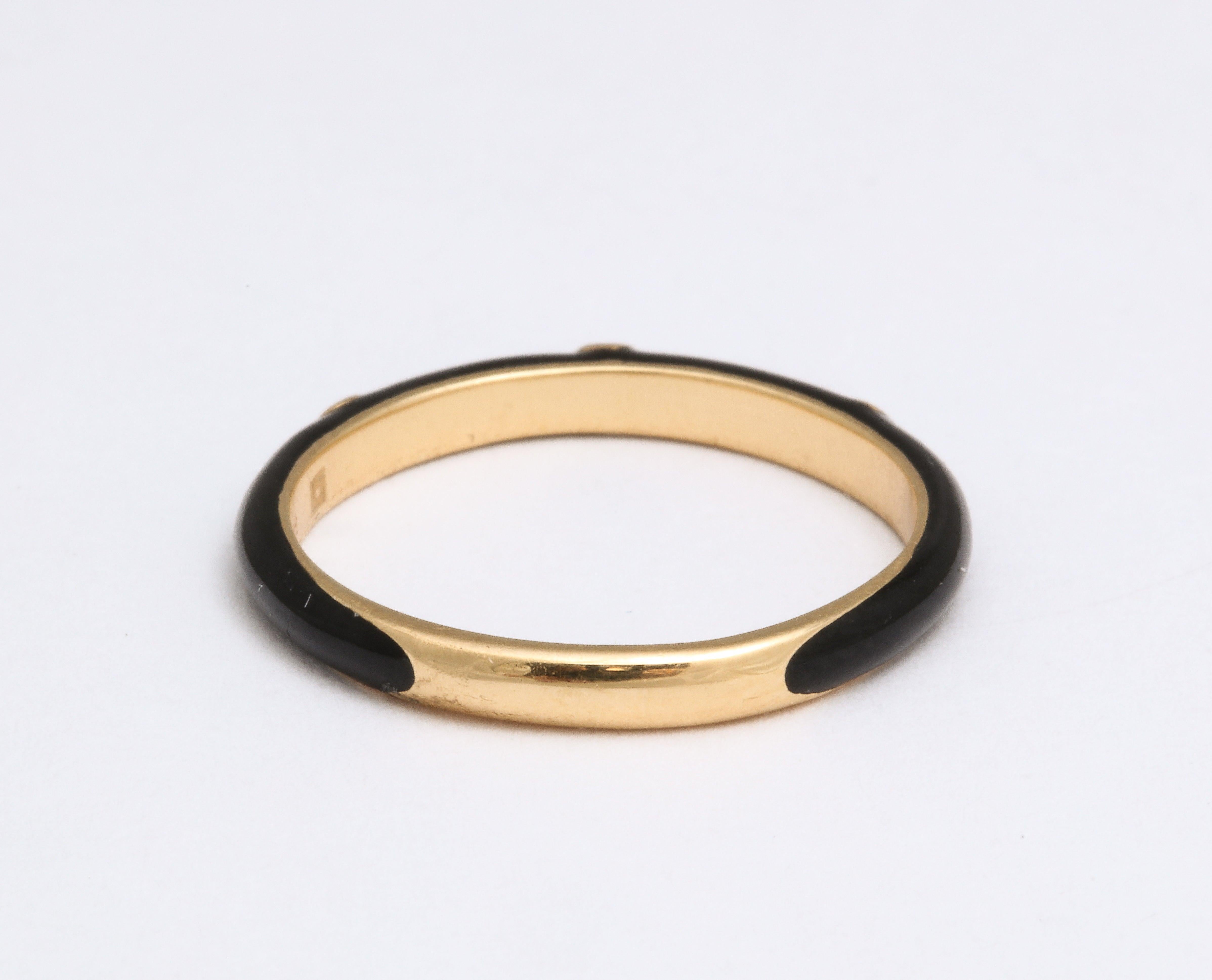 For Sale:  Enamel and Diamond Gold Stacking Rings 10