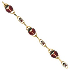 Vintage Enamel and Diamond Ladybird Bracelet