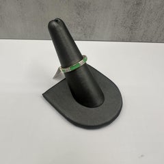 Enamel and Diamond Ring in 14kt Yellow Gold – 0.10ctw Diamonds & Green Enamel