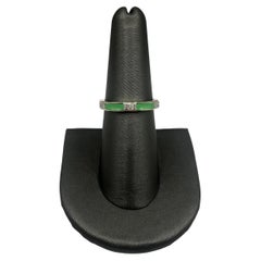 Enamel and Diamond Ring in 14kt Yellow Gold – 0.10ctw Diamonds & Green Enamel
