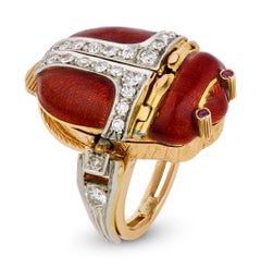 Enamel and Diamond Scarab Ring Watch