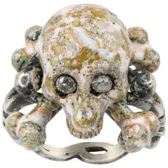 Enamel and Diamond Skull Ring