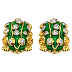 Enamel and Diamond Toad Cufflinks