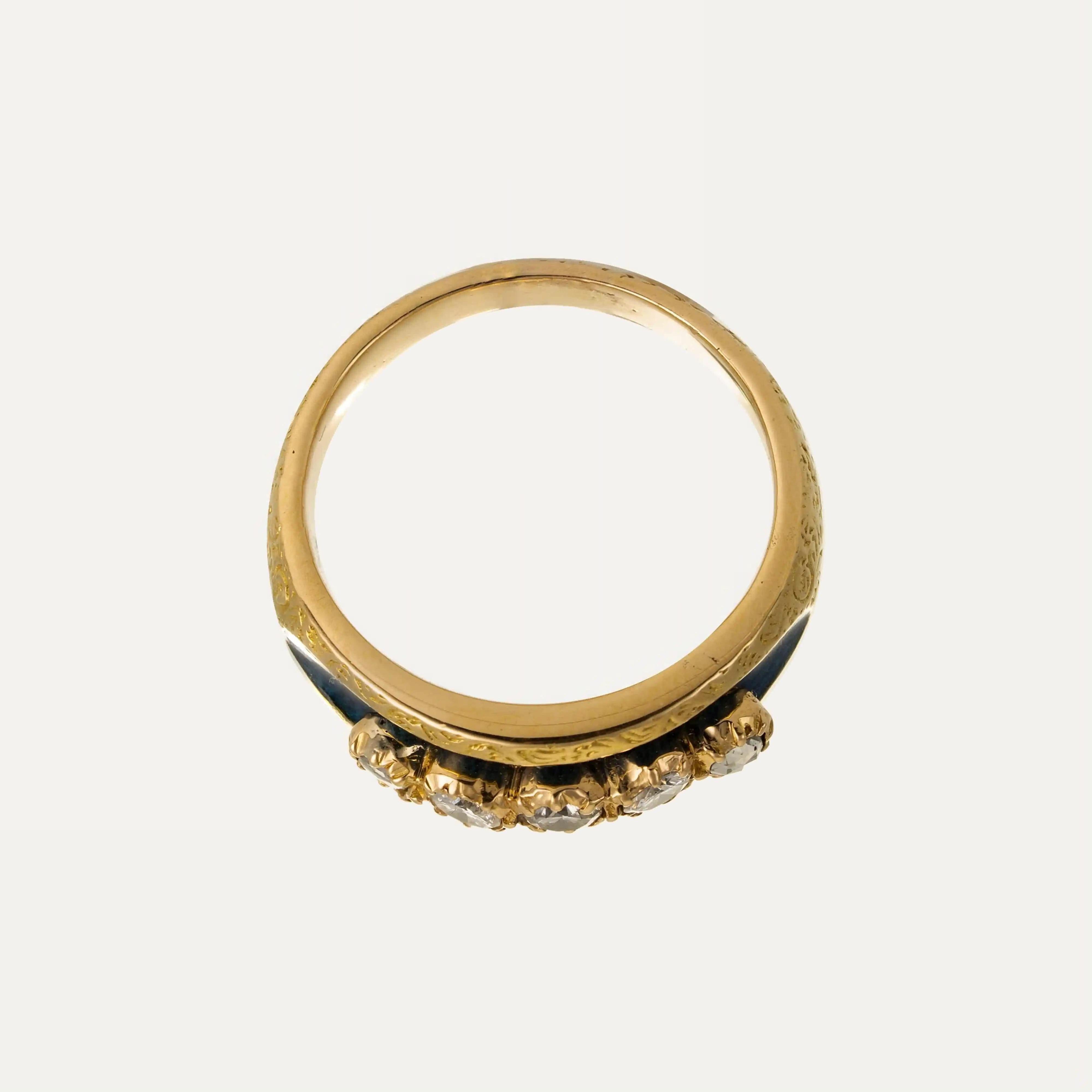 Gold Ring with Diamonds and Enamel 1