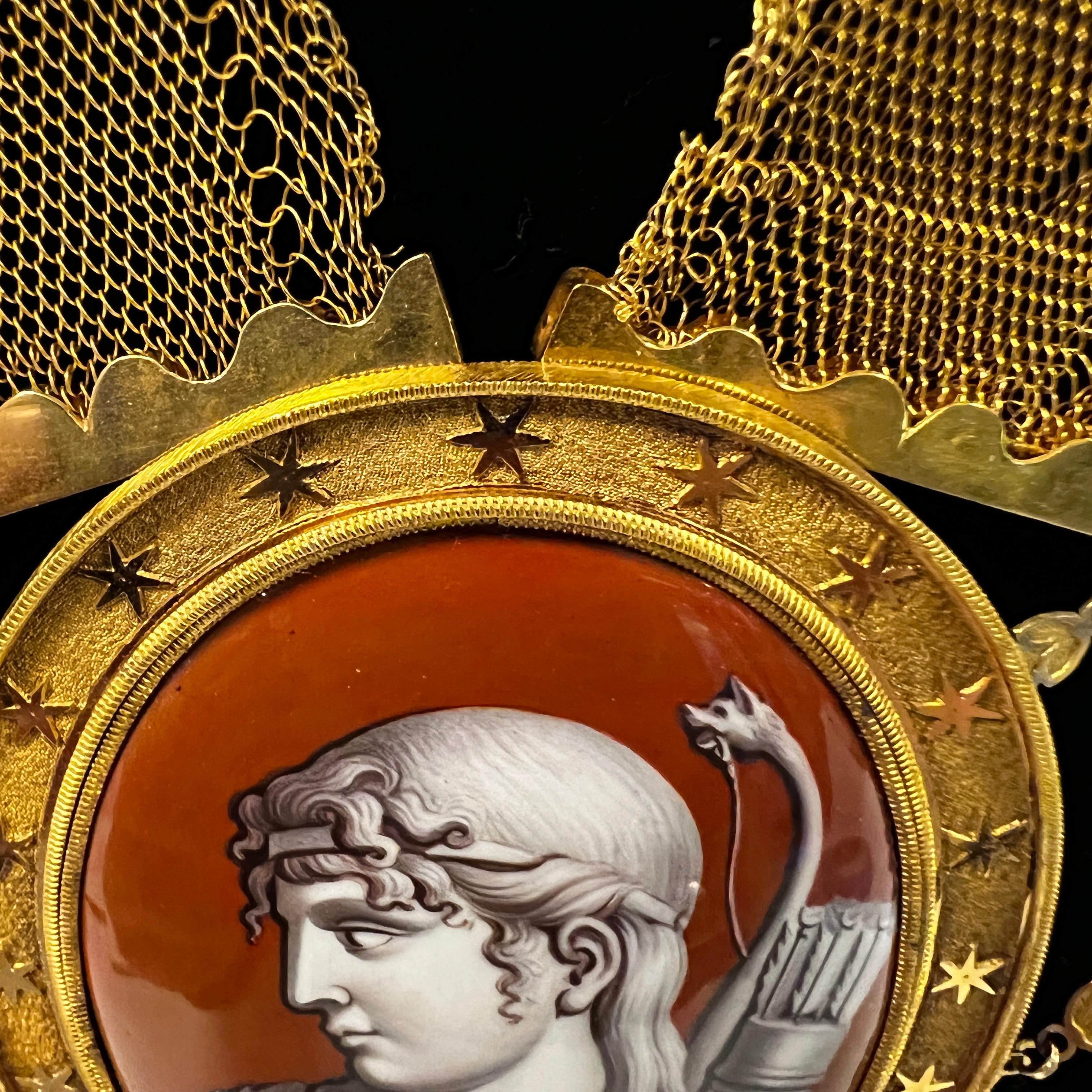 Enamel and Gilt Bronze Cameo Necklace Depicting Goddess Artemis / Diana For Sale 10