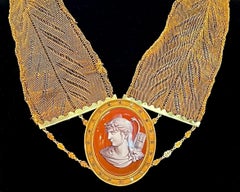 Enamel and Gilt Bronze Cameo Necklace Depicting Goddess Artemis / Diana