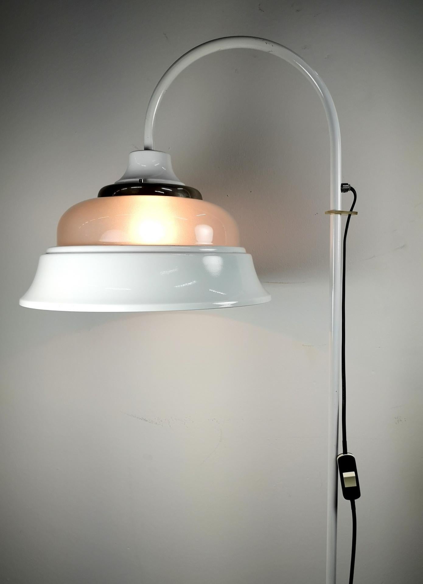 Enamel and Glass Vintage Mid Century Floor Lamp, 1970s For Sale 7