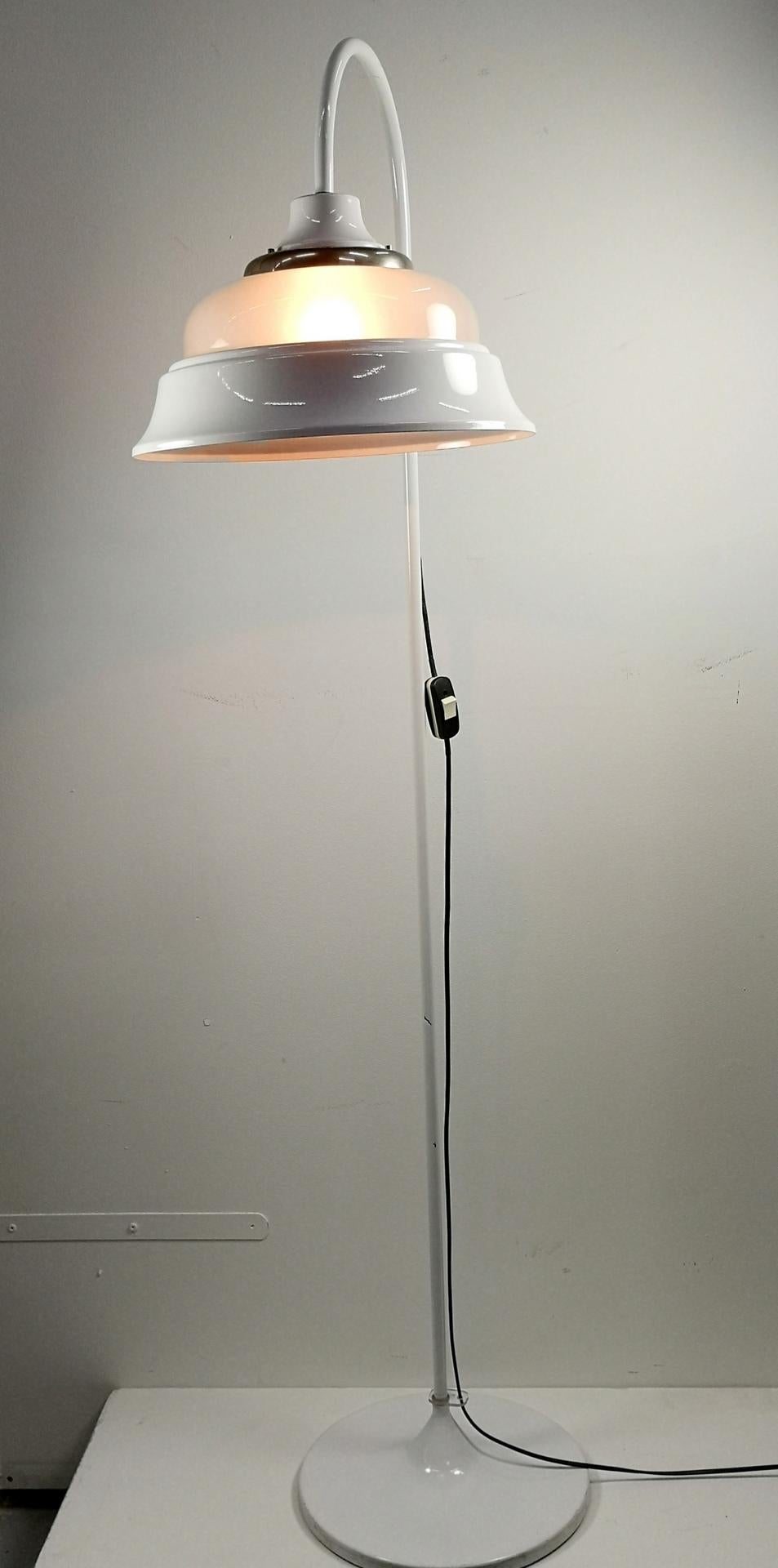 Enamel and Glass Vintage Mid Century Floor Lamp, 1970s For Sale 13