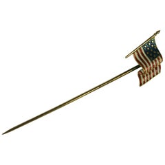 Enamel and Gold American Flag Stickpin
