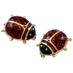Vintage Enamel and Gold Lady Bug Pins