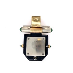 Enamel and Serpentine 'Montre à Volets' Lapel Watch