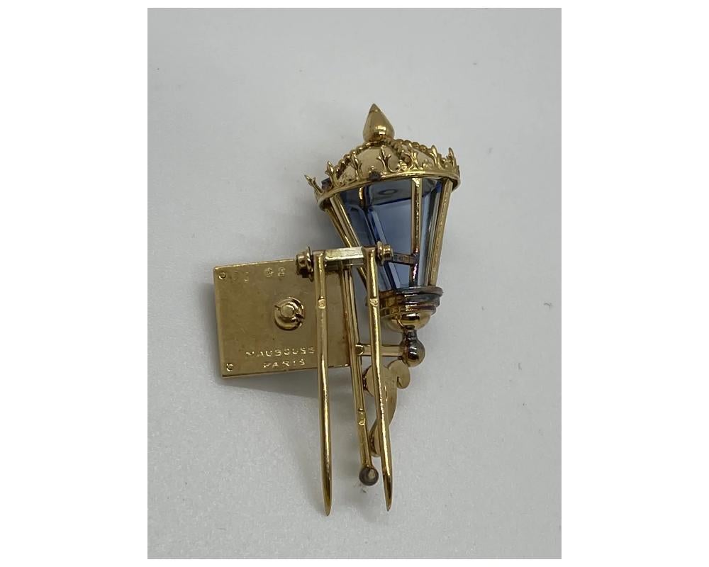 Enamel and Synthetic Spinel Brooch, 'Place Vendôme', Mauboussin, circa 1951 In Good Condition For Sale In New York, NY