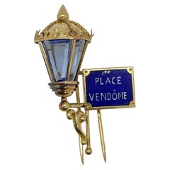 Vintage Enamel and Synthetic Spinel Brooch, 'Place Vendôme', Mauboussin, circa 1951