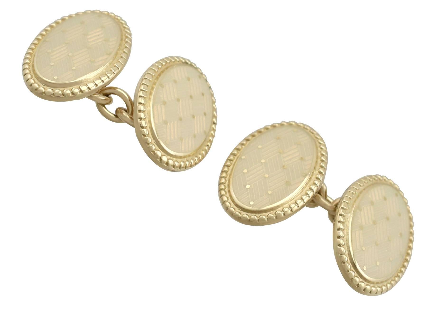 Enamel and Yellow Gold Cufflinks In Excellent Condition In Jesmond, Newcastle Upon Tyne