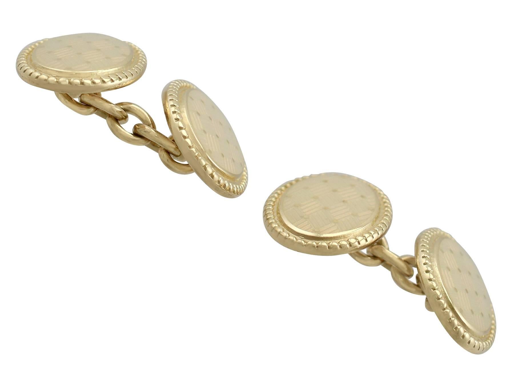 Women's or Men's Enamel and Yellow Gold Cufflinks