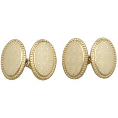 Enamel and Yellow Gold Cufflinks