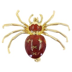 Enamel and Yellow Gold Spider Brooch