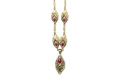 Enamel Art Deco necklace in 18k gold, Necklace called a "drapery"