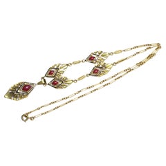 Enamel Art Deco necklace in 18k gold, Necklace called a "drapery"