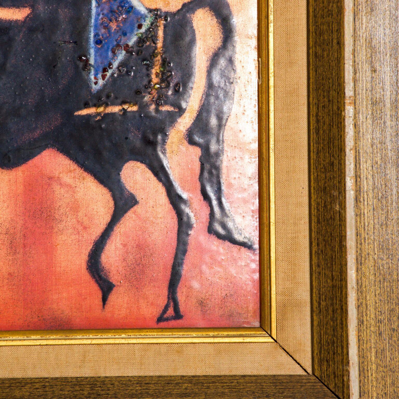European 1960s Enamel Art Majestic King Regal Horse Holland