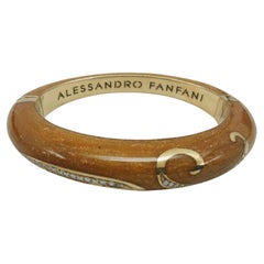 Enamel Bangle Alessandro Fanfani Yellow Gold 18 Karat Diamond Brilliant Cut