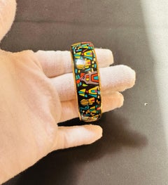 Enamel Bangle Bracelet Wide 65 PM Black, Orange Yellow Gold Trim