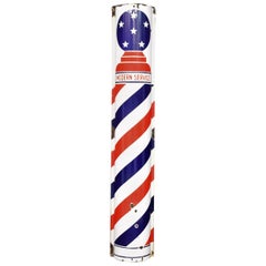 Enamel Barbers Pole Shop Sign, circa 1930