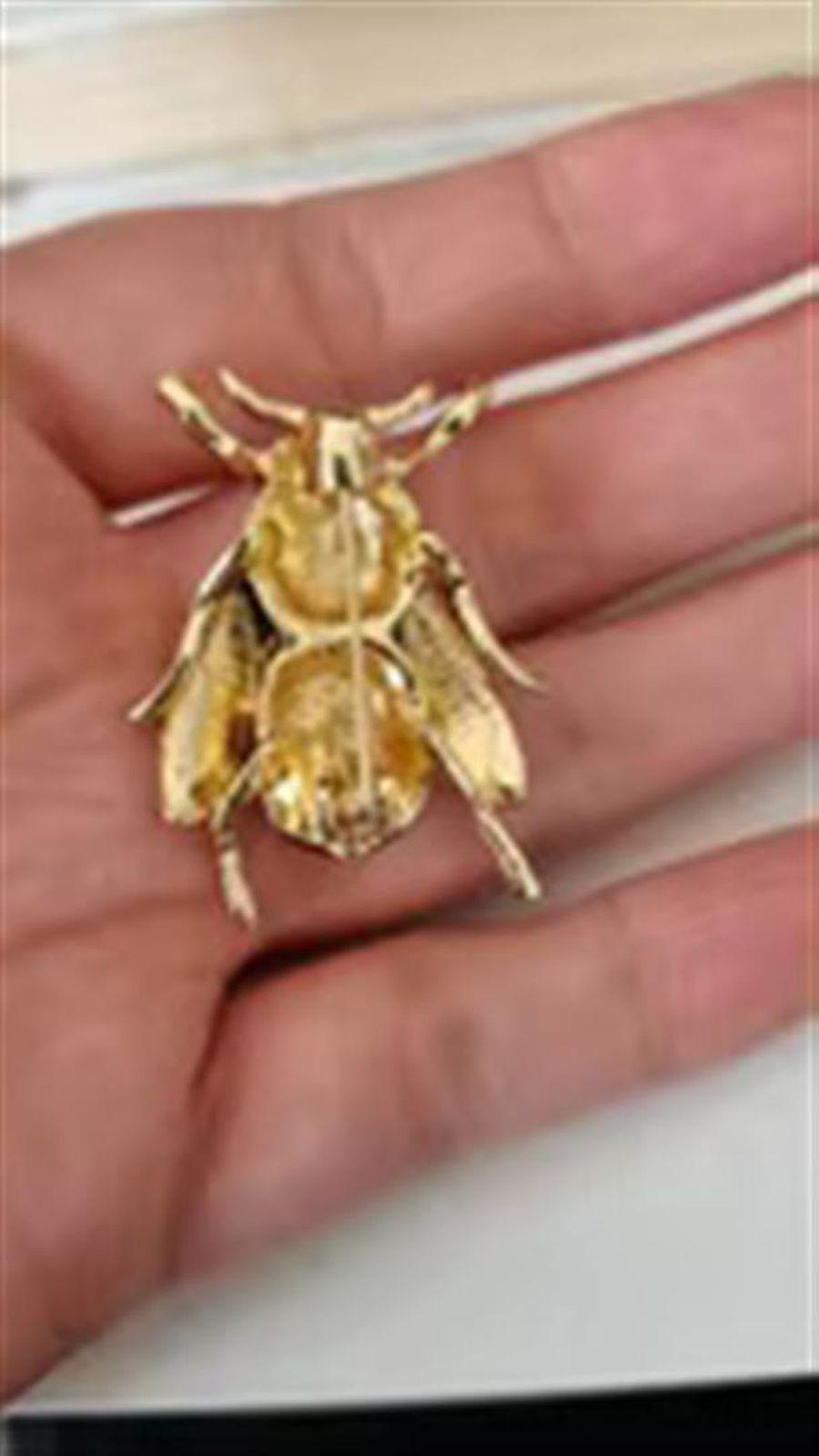 Women's or Men's Enamel Blue and Yellow Golden Bumble Bee Vintage Brooch Pin