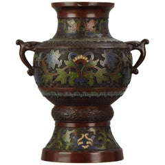 Vase aus Emaille-Bronze in Form eines Glockenvogels, Japan, Edo oder Meiji