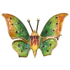 Emaille Schmetterling Gold Pin Brosche