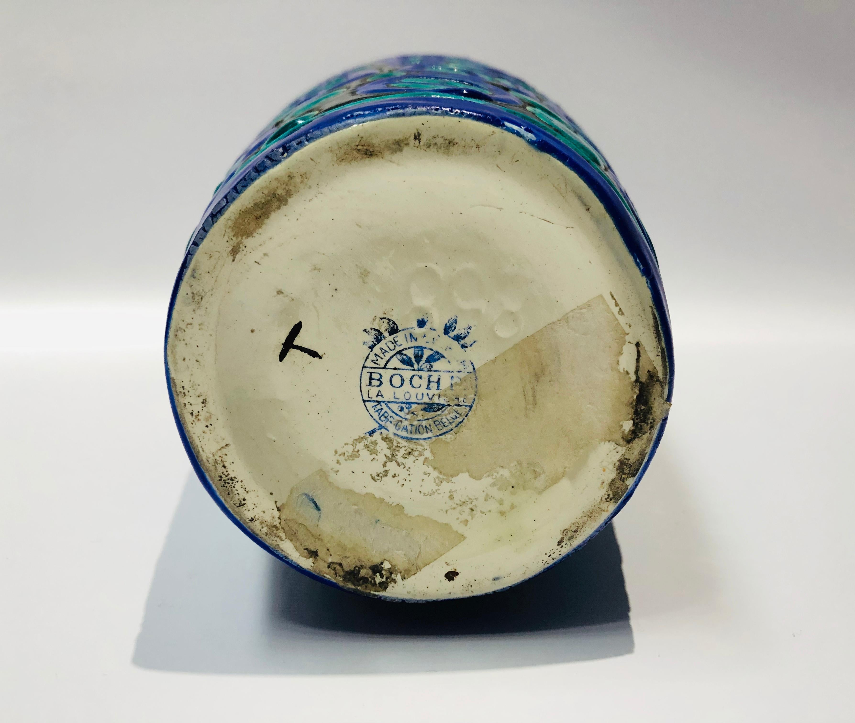 Emaille-Keramik-Blumenvase von Charles Catteau Signiert Boch La Louvière (Art déco) im Angebot